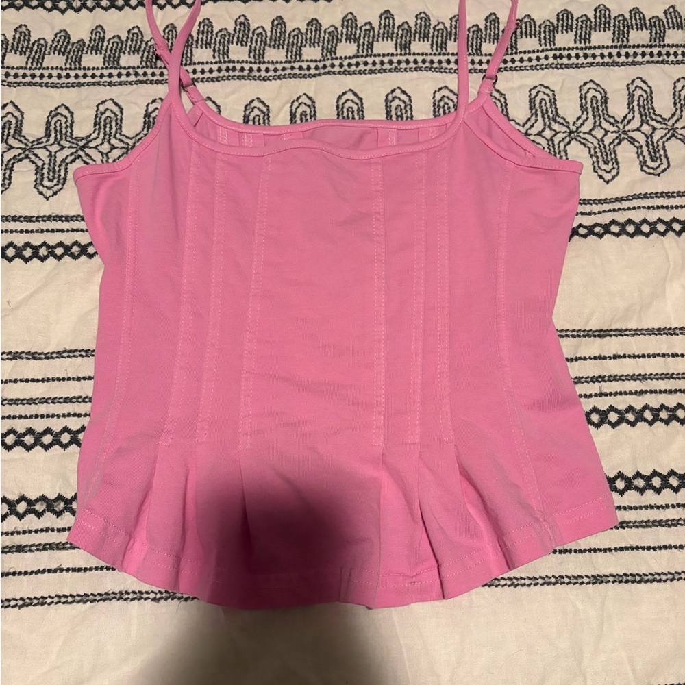 Pilcro Pink Women's Peplum Cami Tank Top